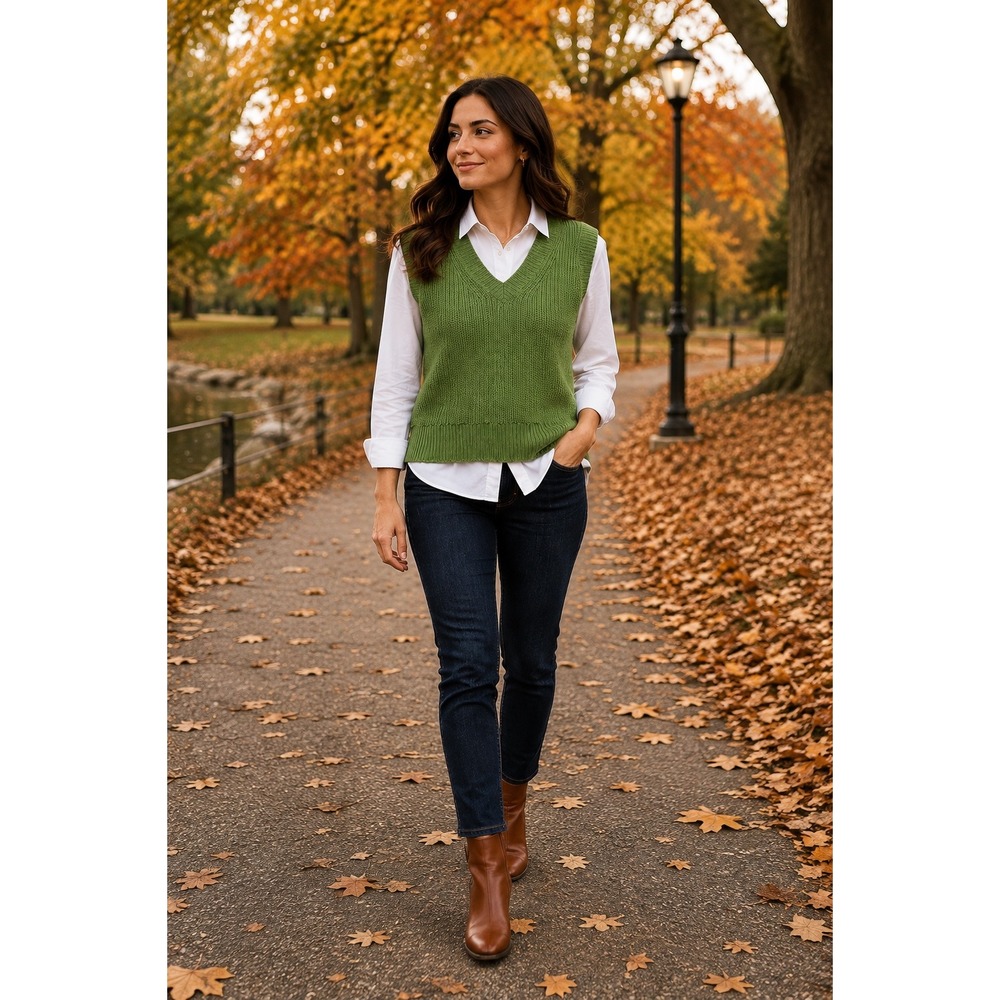 Madewell Sweater Vest Womens S Green Alpaca Blend Ribbed V-Neck Sleeveless Knit
